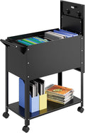 MIIIKO Mobile File Cart with Lock, Rolling File Cabinet Hanging Letter/Legal Size with Lockable Sliding Cover, Office File Organizer on Wheels