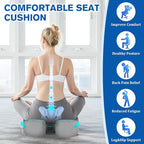 CushyOasis Seat Cushion, Chair Cushions, Office Chair Cushions, Anti-Slip Bottom & Removable Cover Tailbone Pain Relief Cushion, Memory Foam Seat Cushion for Office, Wheelchair, Car (Light Grey)