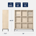 Best Choice Products 9-Cube Bookshelf, 3-Tier Wood Storage Bookcase W/Legs, 11in Shelf Opening, Cube Organizer, Living Room, Office, Nursery - Light Oak