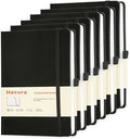 Heture Hardcover Notebooks, 6 Packs A5 Lined Journals Notebook for Writing 160 Pages, 8.2 x 5.5 inch, Black Classic Ruled Notebooks for College/Work/Travel (Black-6 Pack)
