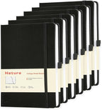 Heture Hardcover Notebooks, 6 Packs A5 Lined Journals Notebook for Writing 160 Pages, 8.2 x 5.5 inch, Black Classic Ruled Notebooks for College/Work/Travel (Black-6 Pack)
