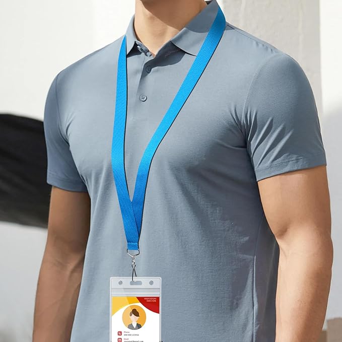 12-Pack Sky Blue Breakaway Lanyards with Waterproof Badge Holders, Polyester Neck Straps for ID Cards, Events, Office, and Schools