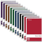 Alitte Steno Pads Spiral 6x9-12 Pack Assorted Bright Colors - Perfect for Work, School, and Home Use, Easy Tear-Off Pages, Gregg ruled, White Paper - No Ink Bleeds - 80 Sheets