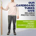 Paclord 2" x 60" Reinforced Kraft Paper Mailing Tube, Pack of 4 Tubes with 8 Caps – Secure USPS Approved Poster Tube – Cardboard Tube for Shipping and Storing Posters, Prints, Artwork, or Documents