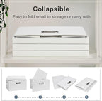 Graciadeco Medium 15" 21 Quart Collapsible Stackable Storage Bins with Lids, 1 Pack White Foldable Fabric Closet Storage Boxes with Lids, 4 Handles Heavy-duty Linen Cube Baskets for Bedroom