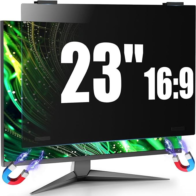 JEEETINTX Magnetic Computer Privacy Screen Shield 23 Inch for Frameless Monitor Thin Bezel 16:9 Widescreen, Hanging Removable Anti Blue Light Privacy Filter Protector Eye Protection