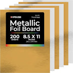 Hygloss Metallic Cardstock Sheets – 200 Shiny Gold & Silver Sheets, 8.5” x 11” - Sturdy 10 pt. – Metallic Foil Board Paper for Crafts, Scrapbooking, Posters & Decorations