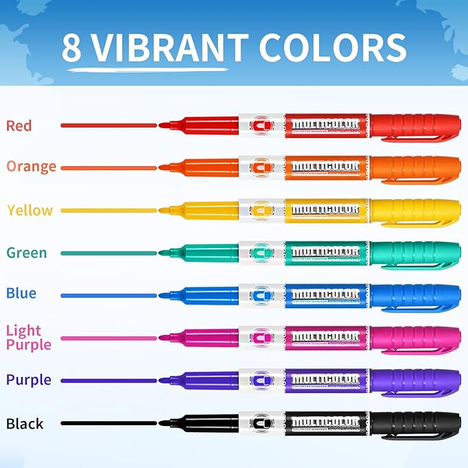 Dry Erase Markers, Fine Tip Whiteboard Marker, Low Odor Dry Marker, Fine Point Markers are pecfect for Whiteboard Mirrors Glass, Assorted Color Markers for School Office Home (48 Pack 8 Colors)
