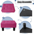 BRIAN & DANY Small Foot Stool, Linen Foot Stools with Legs, Stable Small Footstool for Living Room, Dragon Fruit Red