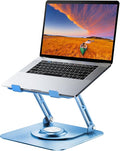 JOYEKY Laptop Stand for Desk, Adjustable Computer Stand with 360° Rotating Base, Ergonomic Laptop Riser for Collaborative Work, Foldable & Portable Laptop Stand, fits for All 10-16" Laptops (Blue)