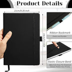 Laumoi 28 Pack PU Leather Lined Notebook Journal Bulk A5 Hardcover Notebook College Ruled 5.5 x 8.2 Inch Journal with Pen Holder for School Business Work Writing(Black,Simple)
