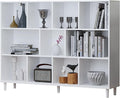 Chyanmoo Wood Cube Storage Organizer White Bookshelf - 3-Tier Freestanding Storage Cabinet with Legs for Home Office, 11-Cubes Open Shelf