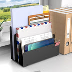 OUTIOE Mail Organizer Countertop, Small Desk File Organizer, Metal File Holder - Essential Workspace Organizers for Office Desk, Home Office (Black)
