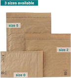 Elementree Small Recyclable Kraft Paper Padded Mailers 7" x 9" (Size #0) - 50 Brown Padded Mailing Envelopes - Flexible Padded Envelope Inner Eco-Cushioning - Made in the USA (01910)