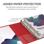 Samsill 2 Inch 3 Ring Binders, Made in USA, Economy Round Ring, Clear View Cover, 425 Sheet Capacity - for School, Home, Office - Red, 12 Pack