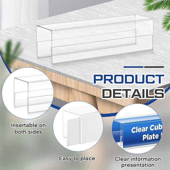 Cinnvoice 10 Pcs 2.25 Inch Cubicle Name Plate Holders Bulk Clear Double Sided Name Sign Tags for Home Library Doors Office Classroom 8.5 x 2.5 x 2.4 Inch
