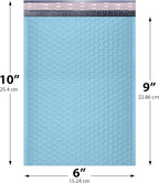 Light Blue Small Poly Bubble Mailers 6x10 inch #0 | Self Seal Padded Envelopes | Cushioned Bubble Mailer | Usable Size 6x9 | WaterProof | Lightweight mailing Shipping Bags | 250 Pack Bulk