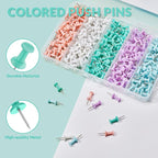 LincOficey 400pcs Push Pins, Colored Thumb Tacks for Cork Board, Bulletin Board and Foam Boards (Multicolor)