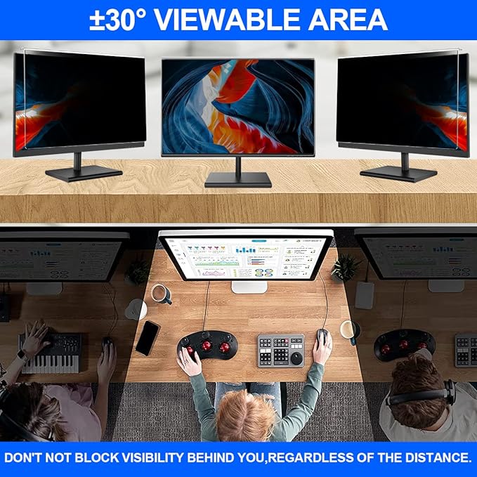 GUDTEKE Computer Privacy Screen Filter 24" Hanging Privacy Screen Protector Compatible Widescreen Computer Monitor with Aspect Ratio 16:9,Anti-Glare Privacy Screen Protector for 23.6" 23.8" Monitor