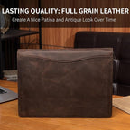 Geslun Personalized Genuine Leather Portfolio, Legal Size 8.5 x 14 Pad Holder, Custom Engraved Business Padfolio for Men Women, Zippered 14" Laptop Organizer, Professional Notepad Folio, Dark Khaki