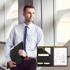 Jack&Chris Leather Portfolio, A4 Document Folder Legal Pad Padfolio, Professional Writing Letter Notepad Clipboard Sleeve Organizer, Resume Folio Binder for Men&Women,Black