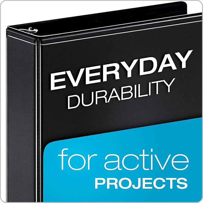 Cardinal Economy 3 Ring Binder, 2 Inch, Presentation View, Black, Holds 475 Sheets, Nonstick, PVC Free, 4 Pack of Binders (79522)