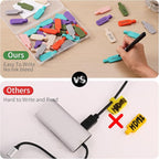 Trilancer Cable Cord Labels Large Size, for Organizing Wires and Identification, Multicolored Handwriting Cable Tags, Reusable with Multiple Uses - 35 PCS