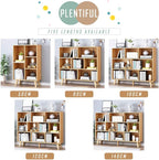 IOTXY Wooden Open Shelf Bookcase - 3-Tier Floor Standing Display Cabinet Rack with Legs, 10 Cubes Bookshelf, Pear Yellow