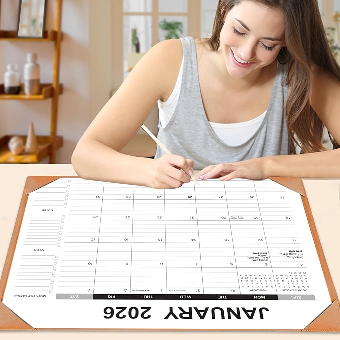 Desk Calendar 2026-2027 with Desk Mat – 22" x 17" Large Desk Pad Calendar Runs from January 2026 to June 2027, Office Supplies Desktop Monthly Calendar for Home & Office