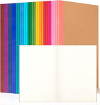ALKALO 30 Pack Blank Notebook Journals Bulk, A5 Unlined Paper Composition Notebook, 8.3”x 5.5”, Kraft Cover with Rainbow Spines, 15 Colors 60 Pages for School Office Travel