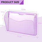 GDINDINFAN 3 Single Pocket Wall File Holder, Mesh Hanging File Folder Paper Organizer, Vertical Wall Mounted Mail Basket, Storage Organization Magazine Rack for Office, Home and School, Light Purple