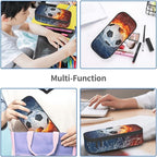 SNAPMADE Soccer Pencil Case for Boys Teens Men, Sports Pencil Box with Soccer Balls Pattern, Large Capacity Durable Pencil Pouch Storage Pen Bag Organizer Stationery for Adults Work Office