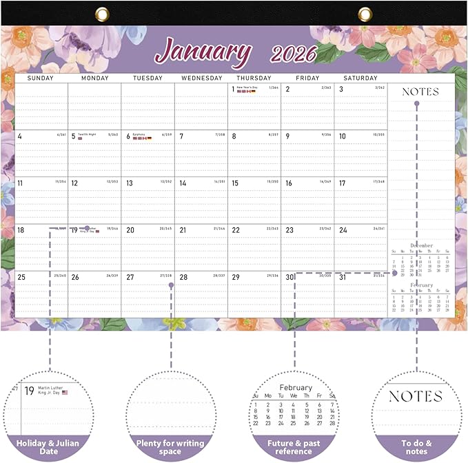 2026 Desk Calendar, Large Desktop/Wall Monthly Calendar (Jan. 2026 - Jun. 2027) 17'' x 12'' School Year Desk Planner for Teacher Family School Office Supplies