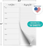 321Done Magnetic Meal Planning Notepad - Large Letter Size (8.5x11) Weekly Menu Planner Tear-Off Refrigerator Fridge Shopping List Meals Grocery Memo Pad - Perforated Monday Start, Made in USA