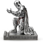 HDMbigmi King's Guard Leader Cloak Warrior Knight Pen Holder Mobile Phone Stand, Ornament Knight Statue, Pen Stand Paperweight for Office and Home (Silver)