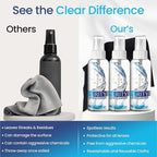 Purity Eyeglass Lens Cleaner Kit - 3 x 2oz Travel Size Lens Cleaner Spray Bottle + 2 Microfiber Cleaning Cloths - Safe for All Lenses (AR Coated Included), Eyeglasses and Screens - Clear