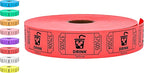 Tacticai 1000 Raffle Tickets, Drink, Red (1 of 8 Colors), Single Roll for Events, Entry, Class Reward, Fundraiser & Prizes