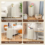 Giantex 10-Drawer Storage Cart w/Universal Wheel, Rolling Cart w/Handle, Home Organizer Storage Unit w/Removable Drawers, Trolley Utility Cart for Kitchen Makeup Living Room Office Play Room, Ivory