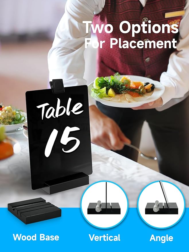 Kivsty Acrylic Black Dry Erase Board with Stand - 8” x 6” Small Desktop Whiteboard with Marker, Reusable Desk Blackboard, to-Do List, Planner, Memo Clipboard, Menu Board for Office, Home, Bar