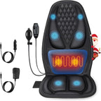 comrelax Back Massager with Heat, Massage Seat Cushion with 3D Lumbar Support, 8 Vibrating Motors Massager Chair Pad for Full Body Pain Relief, Ideal Gift for Christmas/Lover/Parents/Friends
