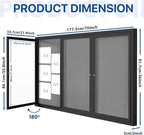 SWANCROWN Outdoor Bulletin Board 70x36in, Enclosed Bulletin Board with Locking Door for Office School Commerce, Grey Felt, Black Aluminum Frame