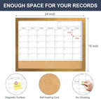 Calendar Whiteboard for Wall, 18x24 Inches White Board Calendar Dry Erase, Magnetic Monthly White Board with Gold Wood Frame, Hanging Dry Erase Board for Kitchen Home Office School Planner