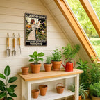 Funny Gardening Tin Sign – BECAUSE MURDER IS WRONG 12x8 Inch Vintage Metal Wall Décor for Garden, Greenhouse, Patio, Yard or Outdoor Shed (Earth tones)