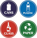 4PCS Recycle Stickers for Trash Bins,Self-adhesive Waterproof Trash Recycle Stickers, Recycling Labels for Trash Can for Home, Office, Apartment, Hotel, School and Public Area