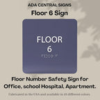 ADA CENTRAL SIGNS - 6" X6" Floor 6 Sign - ADA Compliant Tactile Graphics Grade 2 Braille Text Acrylic Wall Signs - Directional Assistance, Floor Number Safety Sign for Office, school Hospital, Apartment