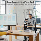 TeQable Tablet Stand for Desk, Gooseneck iPad Holder Clamp Mount, 360° Adjustable Arm Mount for iPad Pro/Air/Mini, Kindle Fire, Galaxy Tabs, 4.7"-13.5" Tablets, for Kitchen, Work, Video Call, Bed