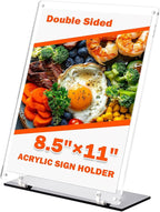 YHOLSDAS 180° Adjustable Acrylic Sign Holder 8.5"x11", Magnetic Table Paper Display Stands with Solid Bases For Office, Double-Sided Clear Code Sign Menu Holder For Store