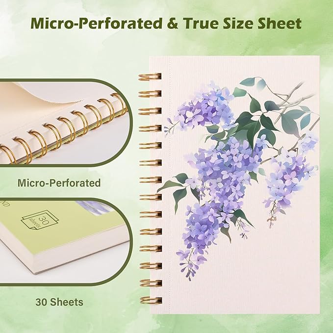 2-Packs 5"x7.5"Spiral Watercolor Paper Pad - 30 Sheets 140lb/300g Acid-Free Artist Paper | Tear-Line Perforated Pages for Framing & Mixed Media |Watercolor, Art Journaling (Adults,Beginners, Travel)