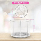 Wawocs Small Pencil Organizer for Desk Acrylic 4 Compartments, Tiny Rotating Art Supply Organizer Kids, Spinning Round Marker Small Clear Desktop Caddy Swivel Office Pen Pencil Holder