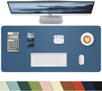 Leather Desk Protector, Non-Slip PU Laptop Mat, Waterproof Writing Pad for Office/Home (31.5"x15.7", Grey Blue)